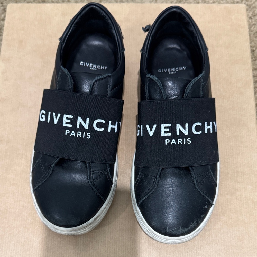 Givenchy Black and White Logo Slip-Ons